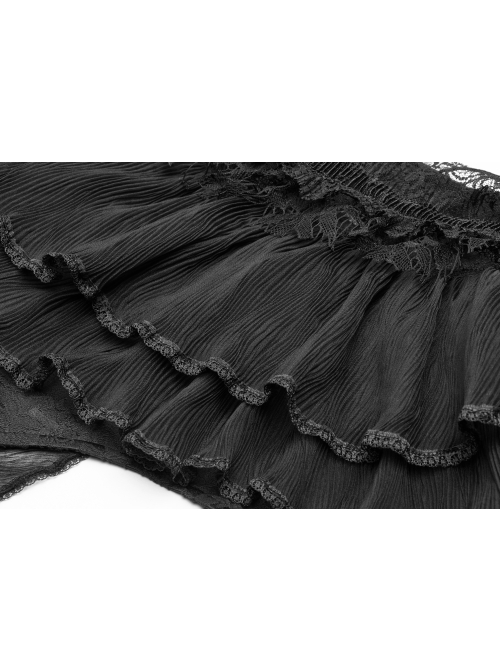 Irregular Texture Net Splice Delicacy Jacquard High Collar Big Puff Sleeves Lace Cuff Black Gothic Lolita Blouse