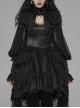 Irregular Texture Net Splice Delicacy Jacquard High Collar Big Puff Sleeves Lace Cuff Black Gothic Lolita Blouse