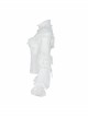 Imitation Satin Woven High Collar Chest Frill Small Puff Sleeves Lace Cuff Back Lace-Up White Gothic Blouse
