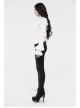 Imitation Satin Woven High Collar Chest Frill Small Puff Sleeves Lace Cuff Back Lace-Up White Gothic Blouse