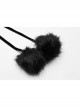 Plush Heart-Shaped Hollow-Out Ball Cap Rope Irregular Hem Black Gothic Lolita Hooded Cape