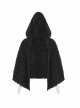 Plush Heart-Shaped Hollow-Out Ball Cap Rope Irregular Hem Black Gothic Lolita Hooded Cape
