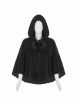 Plush Heart-Shaped Hollow-Out Ball Cap Rope Irregular Hem Black Gothic Lolita Hooded Cape