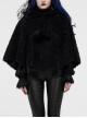 Plush Heart-Shaped Hollow-Out Ball Cap Rope Irregular Hem Black Gothic Lolita Hooded Cape