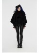 Plush Heart-Shaped Hollow-Out Ball Cap Rope Irregular Hem Black Gothic Lolita Hooded Cape