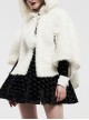 Plush Heart-Shaped Hollow-Out Ball Cap Rope Irregular Hem White Gothic Lolita Hooded Cape