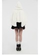 Plush Heart-Shaped Hollow-Out Ball Cap Rope Irregular Hem White Gothic Lolita Hooded Cape