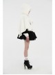 Plush Heart-Shaped Hollow-Out Ball Cap Rope Irregular Hem White Gothic Lolita Hooded Cape
