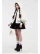 Plush Heart-Shaped Hollow-Out Ball Cap Rope Irregular Hem White Gothic Lolita Hooded Cape