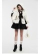 Plush Heart-Shaped Hollow-Out Ball Cap Rope Irregular Hem White Gothic Lolita Hooded Cape