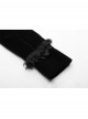 Fur Collar Front Placket Glass Imitation Diamond Buttons Back Waist Lace-Up Black Gothic Velveteen Woven Long Coat