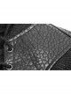 Coarse Grain Wool Weave V-Neck Chest Lace-Up Leather Bandage Black Punk Hooded Sweater