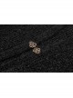 Metal Retro Pattern Hasp Horn Sleeve Lace Hem Black Gothic Thickened Wool Woven Hooded Long Coat
