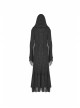 Metal Retro Pattern Hasp Horn Sleeve Lace Hem Black Gothic Thickened Wool Woven Hooded Long Coat