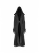 Metal Retro Pattern Hasp Horn Sleeve Lace Hem Black Gothic Thickened Wool Woven Hooded Long Coat