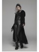 Metal Retro Pattern Hasp Horn Sleeve Lace Hem Black Gothic Thickened Wool Woven Hooded Long Coat