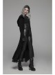 Metal Retro Pattern Hasp Horn Sleeve Lace Hem Black Gothic Thickened Wool Woven Hooded Long Coat