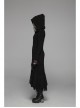 Metal Retro Pattern Hasp Horn Sleeve Lace Hem Black Gothic Thickened Wool Woven Hooded Long Coat