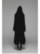 Metal Retro Pattern Hasp Horn Sleeve Lace Hem Black Gothic Thickened Wool Woven Hooded Long Coat