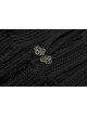 Metal Retro Pattern Hasp Horn Sleeve Lace Hem Black Gothic Thin Wool Woven Hooded Long Coat