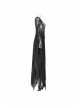 Black Hollow-Out Perspective Wool Fabric Square Collar Horn Sleeves Irregular Lace Hem Gothic Long Dress
