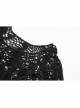 Black Hollow-Out Perspective Wool Fabric Square Collar Horn Sleeves Irregular Lace Hem Gothic Long Dress