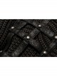Shoulder Texture PU Leather Loop Long Sleeves Black Punk Cotton Wool Knit Hooded Sweater