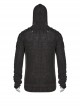 Shoulder Texture PU Leather Loop Long Sleeves Black Punk Cotton Wool Knit Hooded Sweater