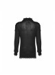 High Collar Shoulder Splice Pressurized Woven Metal Buckle Rough Selvedge Hem Black Punk Sweater