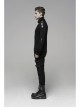 High Collar Shoulder Splice Pressurized Woven Metal Buckle Rough Selvedge Hem Black Punk Sweater