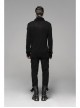 High Collar Shoulder Splice Pressurized Woven Metal Buckle Rough Selvedge Hem Black Punk Sweater