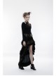 Waist Oversized Metal Ring Hasp Lace-Up Side Zipper Rear Back Long Brown Frill Hem Black Punk Skirt