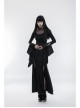 Mesh High Collar Chest Positioning Lace Decals Decoration Horn Sleeves Open Forklift Hem Black Gothic Long Dress