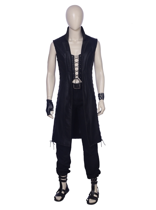 Devil May Cry 5 V The Mysterious One Halloween Cosplay Costume Black Long Vest Full Set