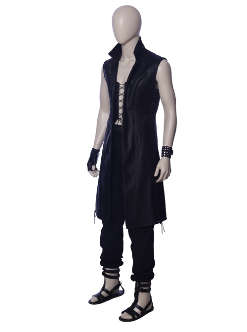 Devil May Cry 5 V The Mysterious One Halloween Cosplay Costume Black Long Vest Full Set