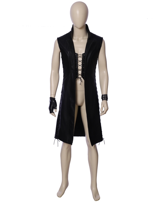 Devil May Cry 5 V The Mysterious One Halloween Cosplay Costume Black Long Vest Full Set