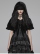 Black Lolita Chest Lace-Up Frill Woolly Ball Hem Black Gothic Coral Velvet Short Cloak