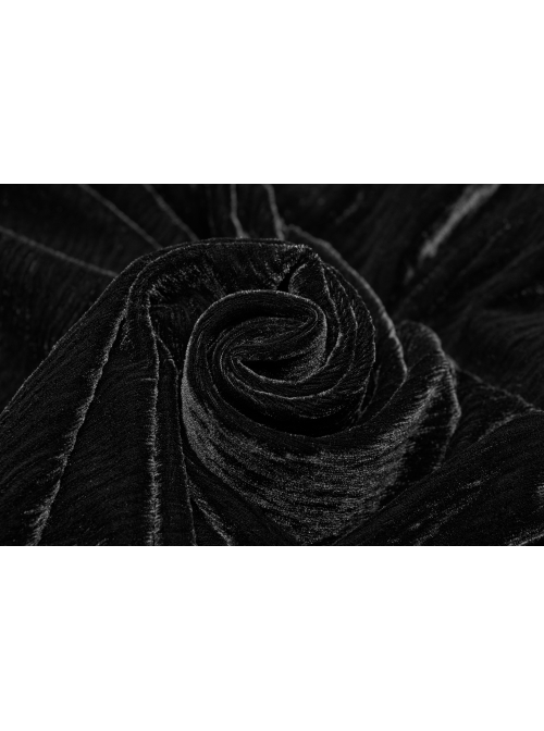Black Lolita Chest Lace-Up Frill Woolly Ball Hem Black Gothic Coral Velvet Short Cloak