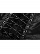 Off-Shoulder Back Cross Leather Straps Metal Buckle Back Waist Lace-Up Black Punk Long Dress