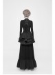 Off-Shoulder Back Cross Leather Straps Metal Buckle Back Waist Lace-Up Black Punk Long Dress