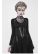 Off-Shoulder Back Cross Leather Straps Metal Buckle Back Waist Lace-Up Black Punk Long Dress