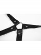 Off-Shoulder Back Cross Leather Straps Metal Buckle Back Waist Lace-Up Black Punk Long Dress