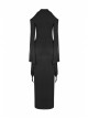 Off-Shoulder Chest Hollowed-Out Moon Pattern Horn Sleeves Black Punk High Fork Long Knit Dress