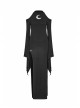 Off-Shoulder Chest Hollowed-Out Moon Pattern Horn Sleeves Black Punk High Fork Long Knit Dress
