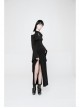 Off-Shoulder Chest Hollowed-Out Moon Pattern Horn Sleeves Black Punk High Fork Long Knit Dress