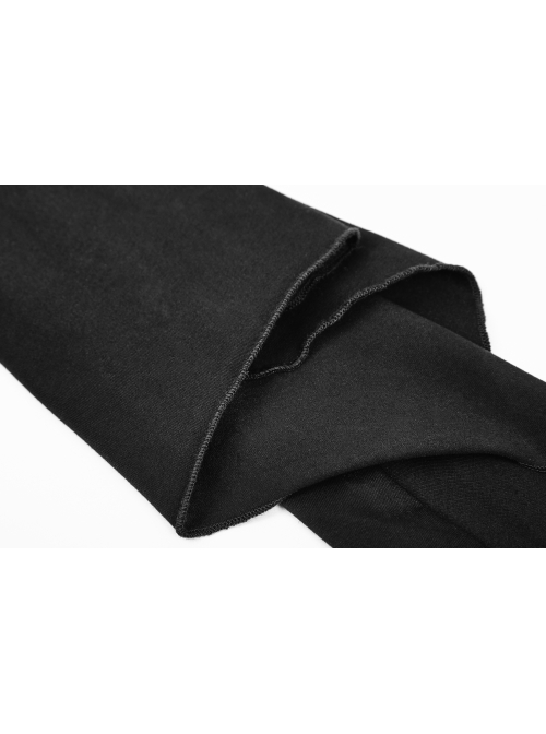 Off-Shoulder Chest Hollowed-Out Moon Pattern Horn Sleeves Black Punk High Fork Long Knit Dress