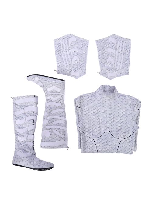 Aquaman Queen Atlanna White Battle Suit Halloween Cosplay Costume Full Set