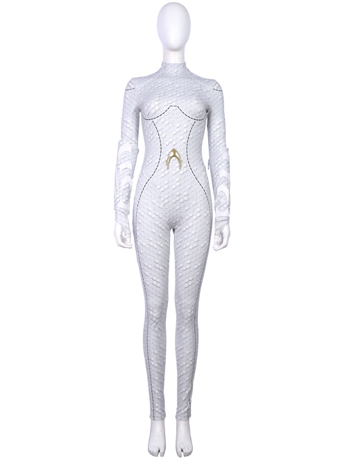 Aquaman Queen Atlanna White Battle Suit Halloween Cosplay Costume Full Set
