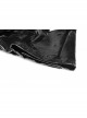 Gloss Coated Knit Small High Collar Off-Shoulder Chest Hollow-Out Lace-Up Back Zipper High Waist Black Punk Mini Dress