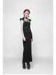 Armor Shoulder Chest Hollow-Out Metal Rings Leather Hasp Asymmetric Hem Black Punk Knit Dress